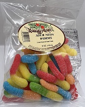 SOUR NEON WORMS 6 OZ 